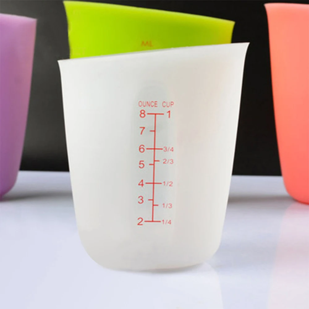 

250ml Silicone Food Measuring Cup Graduated Beaker Cooking Baking Kitchen Measuring Tools White Green Pink 39