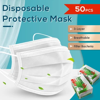 

10-50pcs Disposable Standard Face Mask Safe Earloop Non-woven Fast Delivery Protection Breathable Anti-dust Mouth Mask In Stock