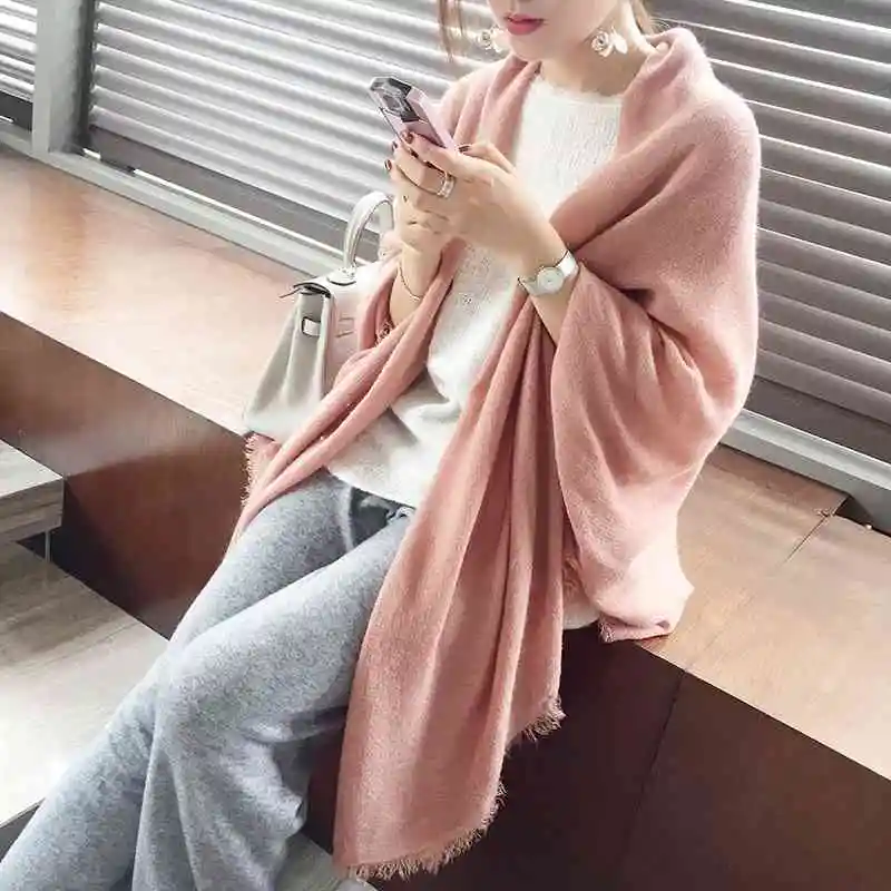 

J1338 Cashmere-like scarf female winter Korean version Autumn and Winter super-large neck and warm shawl dual-purpose