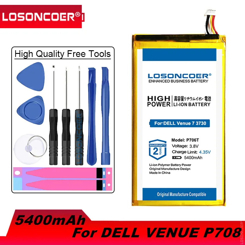 

LOSONCOER P706T 5400mAh battery for DELL Venue 7 3730 8 3830 T02D P708 T01C T02D002 T02D001 0CJP38 02PDJW