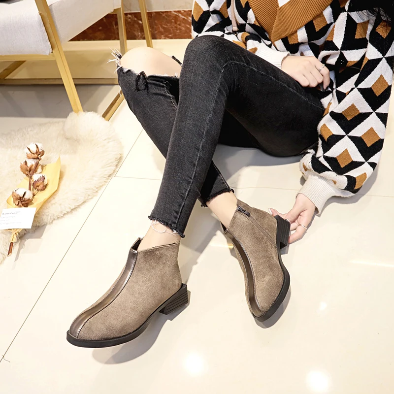 

2019 NEW Women Winter FASHION Boots Slip On Women Causal Ankle Boots Platform Shoes Woman Creepers Rubber Flats Plus size