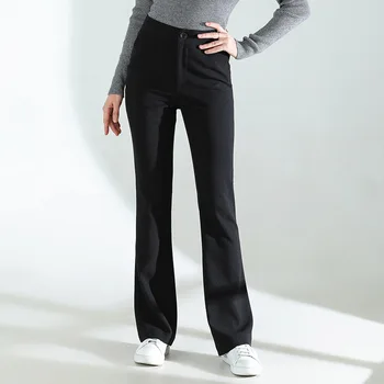 

Women High Waist Empire Long Casual Flare Pants Suit Trousers comfortable Spandex
