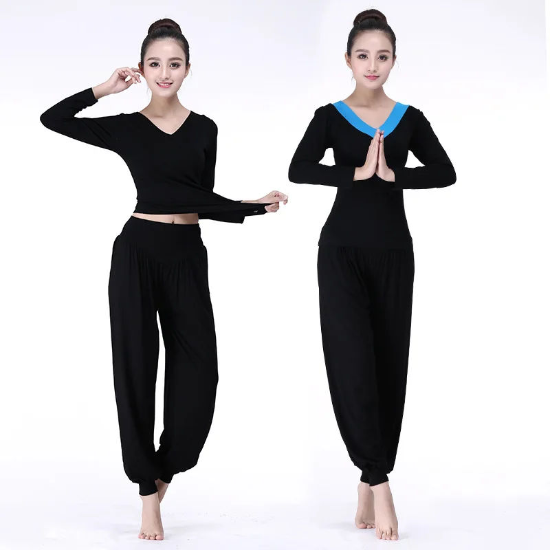 

Square Dance Clothing New Style Set Spring V-neck Long-sleeved T-shirt Harem Pants Female Sports Casual Yoga Clothes WOMEN'S Dre