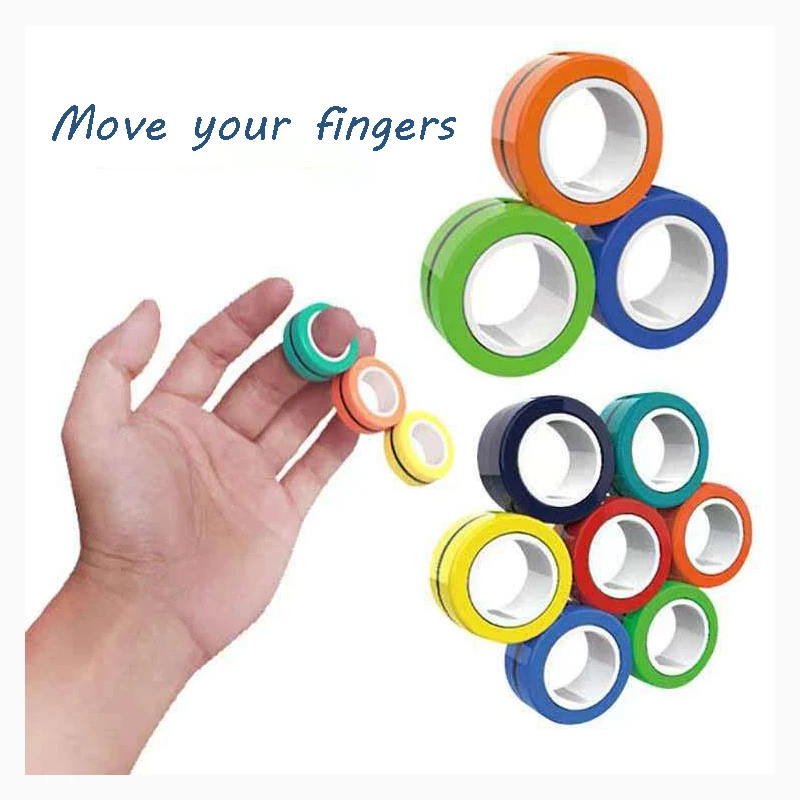 

3PCS/set Magnetic Rings Anti-stress Stress Relief Ring For Autism ADHD Anxiety Relief Focus Decompression Bracelet Ring spinner