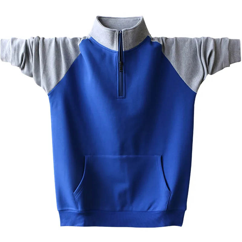 Light Blue Осенний теплый спортивный костюм Лоскутная Толстовка мужская с длинным рукавом плюс бархатные пуловеры на молнии карман свитшот большого размера DS50936 - Цвет: Light Blue