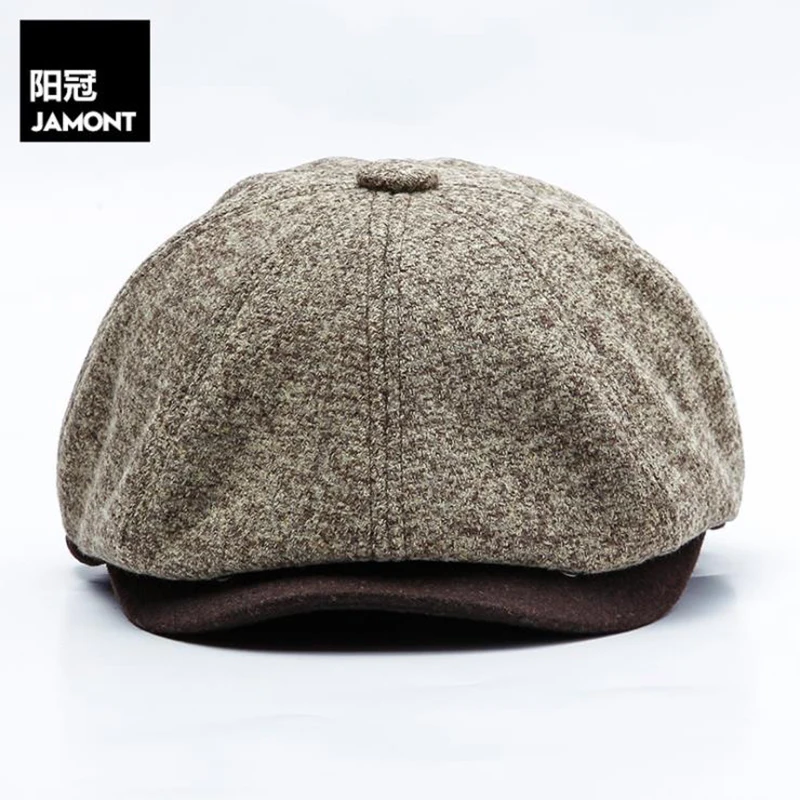 [JAMONT] Новая Винтажная Кепка Newsboy, осенне-зимняя Кепка для мужчин и женщин, Кепка с козырьком, восьмиугольная однотонная Кепка в британском стиле