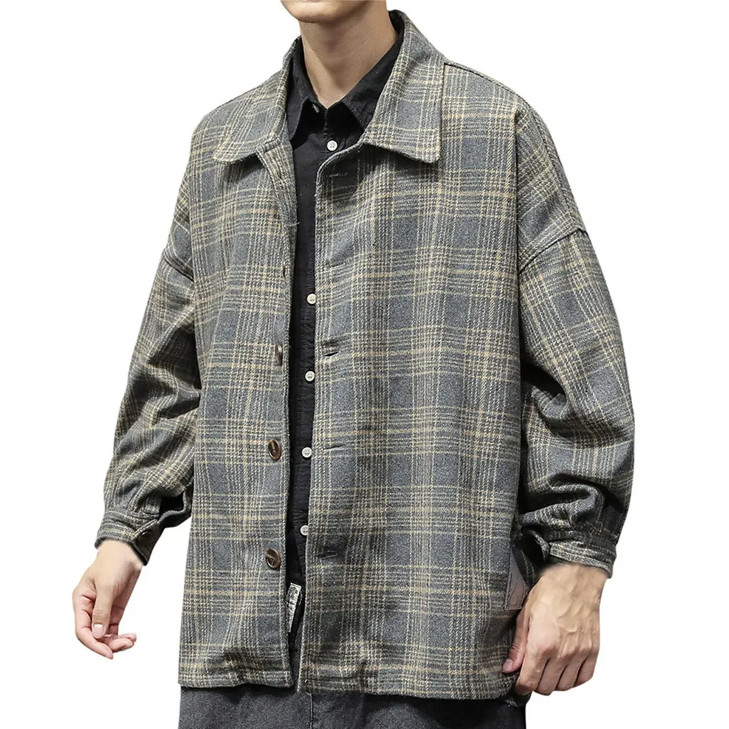 Tide men Camisa Masculina Tide зима Ретро стиль отложной воротник клетчатые блузки большие клетчатые пальто клетчатая рубашка для мужчин