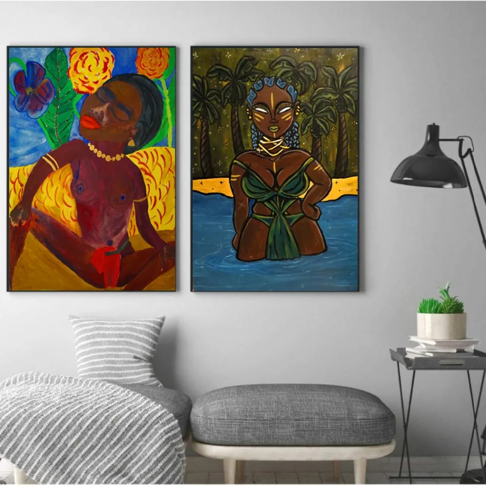 

Home Decoration Printed Modular Canvas Painting Nordic Pictures Wall Artwork Africa Abstract Poster For Living Room No Framed
