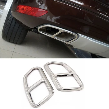 

2Pcs Car Stainless Steel Tail Throat Exhaust Pipe Muffler Tip Cover Trims for Volvo xC60 2015-2017