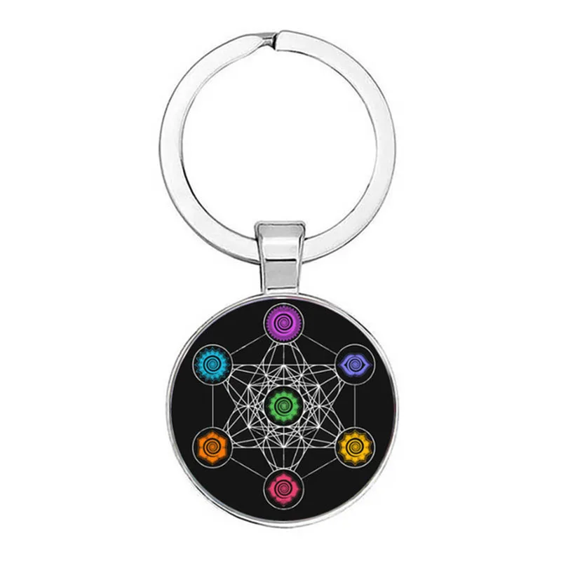 Porte-clés Cube De Metatron En Acier Inoxydable Noir - Symbole De Géométrie Sacrée Et Protection - Pendentif 3,5cm
