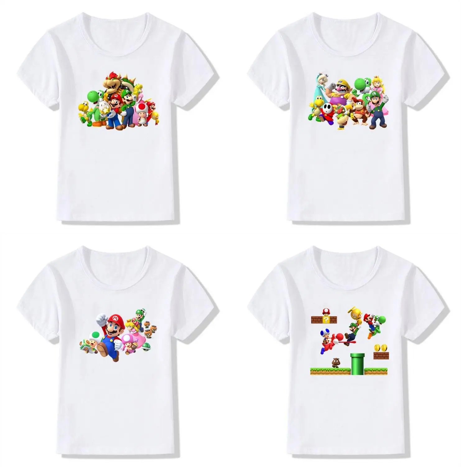 Детская футболка с принтом Super Mario Bros забавная рисунком для маленьких мальчиков