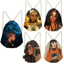 Женские сумки на шнурке для детей, мини-сумка через плечо, женская черная сумка с принтом в африканском стиле для девочек, пляжные сумки на шнурках, mochila mujer