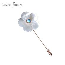 Ручной работы 925 пробы Серебряный Синий Бирюзовый ракушка Цветок Булавка личность вишневый цвет броши на воротник для женского костюма