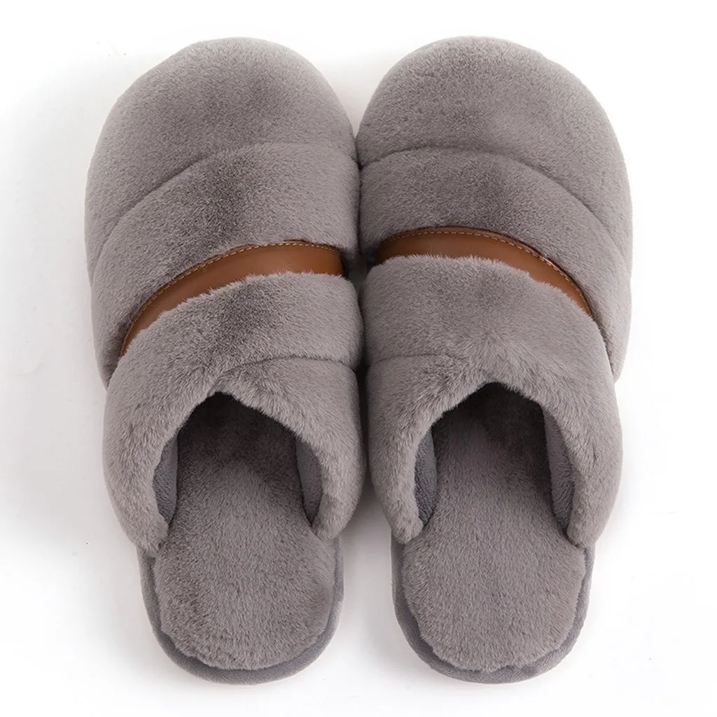 Winter Couples Cotton Slippers Solid Color Man's Flats Antiskid Plush Men's Large Size Platform Shoe Warm Zapatillas Hombre