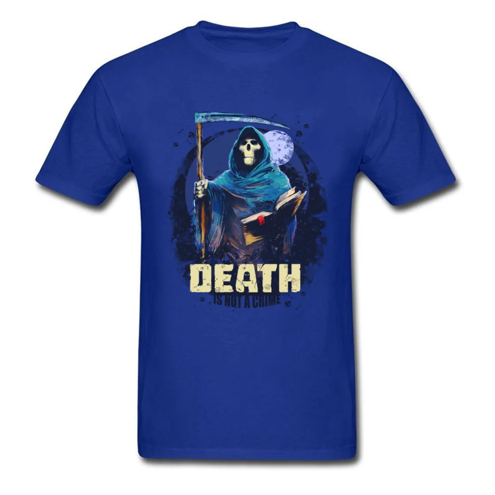 100% Cotton Fabric Mens Short Sleeve Death_Is_Not_A_Crime_3573 T Shirt Party T Shirt Funny Normal O Neck Tee Shirts Death_Is_Not_A_Crime_3573 blue
