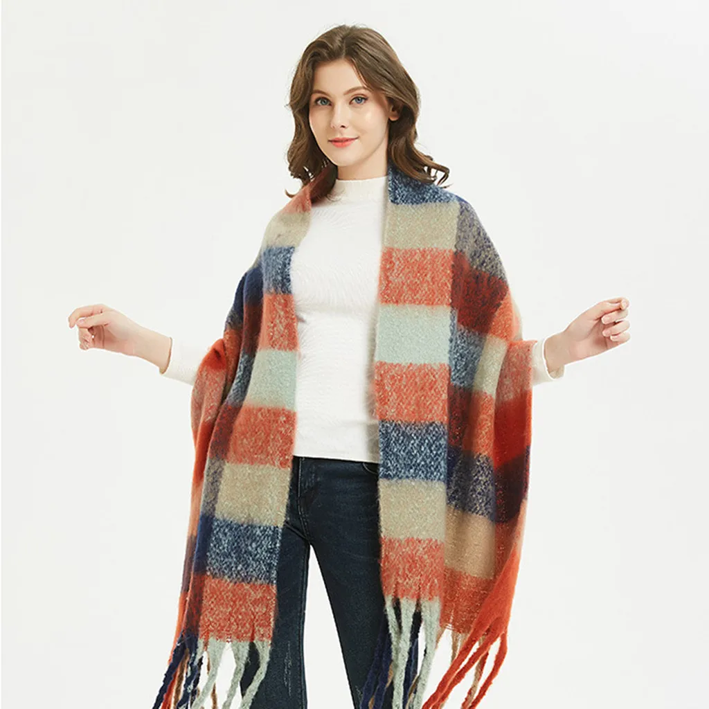 Трендовый женский зимний длинный шарф-шаль, большой зимний теплый большой шарф, разноцветный шарф-шаль для женщин Hiver Femme#20