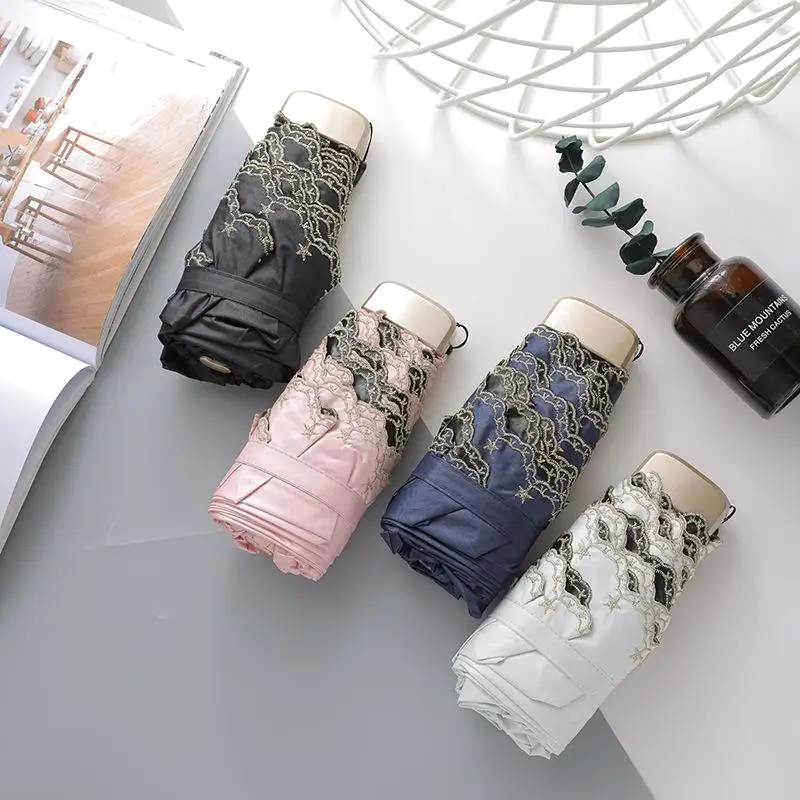 

Portable Travel Umbrellas Parapluie Portable Sunny Umbrella Pocket Cute Parasol 3 Folding Umbrellas Sunny Rain Anti-Uv Paraguas