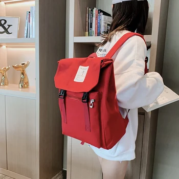 

Casual Women Backpack Large Capacity Nylon Rucksack Solid Color Bagpack School Bag For Teenage Girls Mochilas Female Knapsack