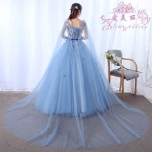 Синие Аппликации бисером Бальные платья vestido de 15 anos Vestidos De Quinceanera