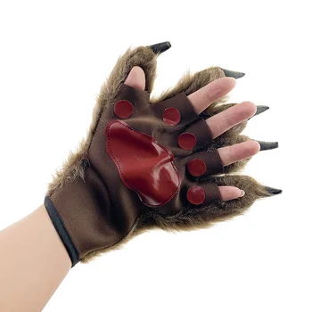 

2pcs Wolf Claw Glove Half-Finger Furry Wolf Claw Costume Wolf Claw Mitten Costume Halloween Party Furry Glove Dress