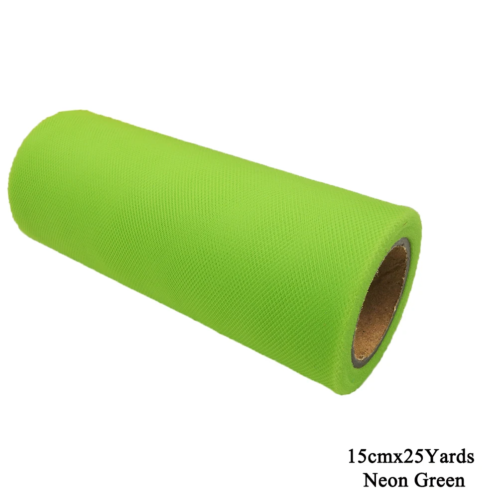 Neon Green 6inch Star Tulle Roll 15cm 25Y Glitter Sequin Organza Mesh DIY Tutu Skirts Poms Laser Craft Birthday Wedding Shower Party Supply - Цвет: Neon Green