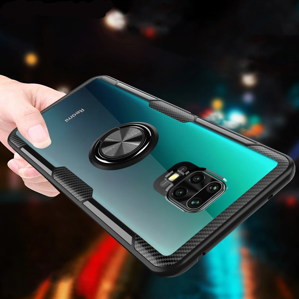Magnetic Metal Ring Case for Redmi Note 9S 9 Pro Max 8 Pro Clear Shockproof Back Cover for Xiao Mi 10 9T Pro Note 10 Poco F2 Pro|Fitted Cases| - AliExpress
