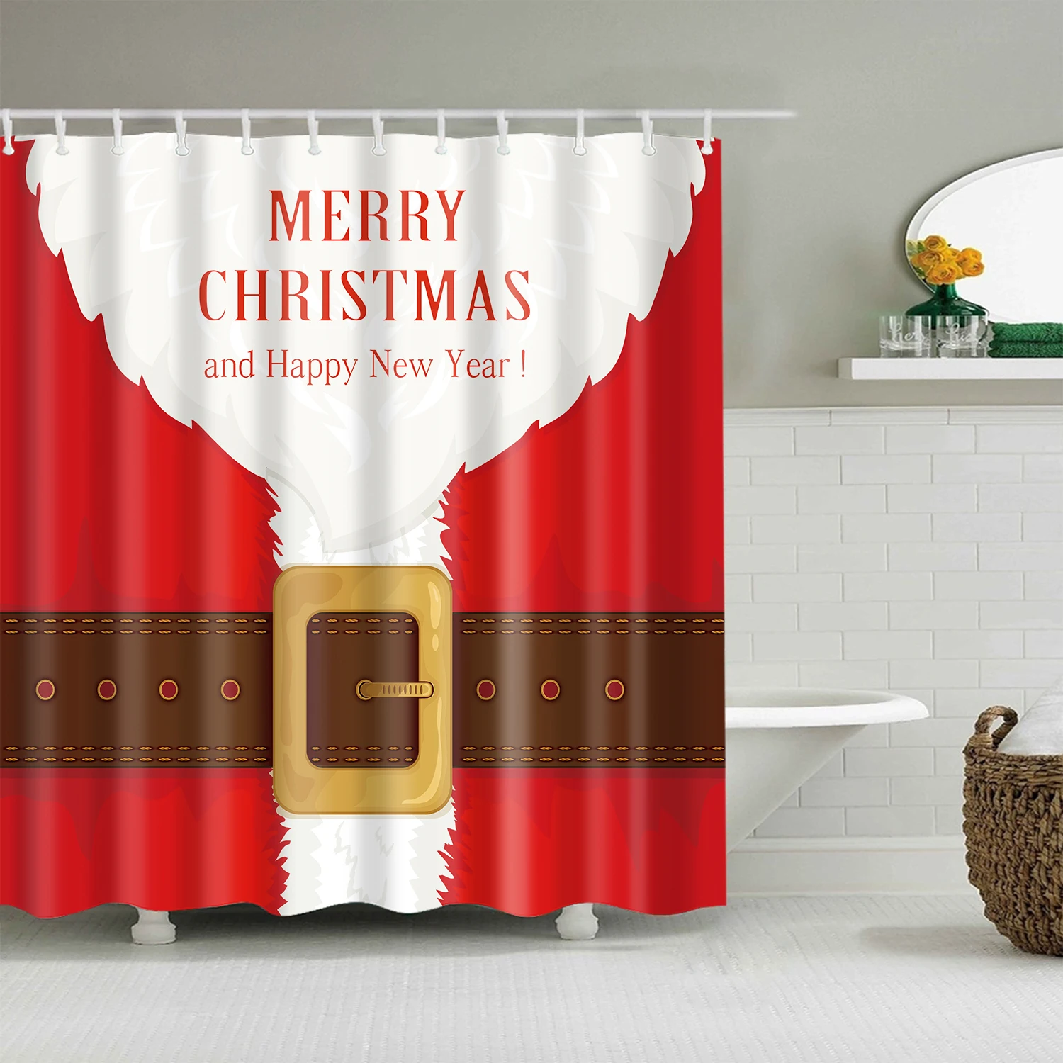 Merry Christmas занавески для душа в ванную, Рождественские елки, подарок, снеговик, занавески для душа, Frabic, водонепроницаемый полиэстер, с крючками