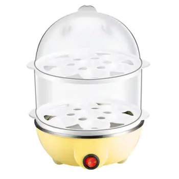

Stainless Steel Double Layers Egg Steamer Portable Egg Steamer Automatic Power off Egg Boiling Machine (Yellow)