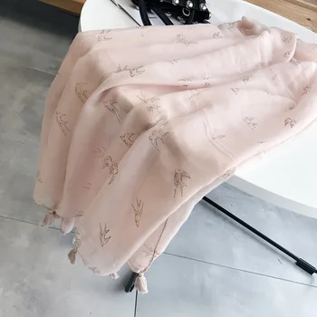 

Cotton linen thin silk scarf small swallow hot gold low luxury pure-colored scarf woman early spring summer matching temperament