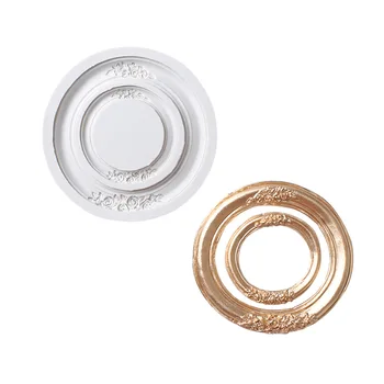 

Silicone Mold Vintage Pattern Round Frame Designer DIY Mirror Photo Frame Form Concrete Molds Epoxy Resin Molds Cement Mold
