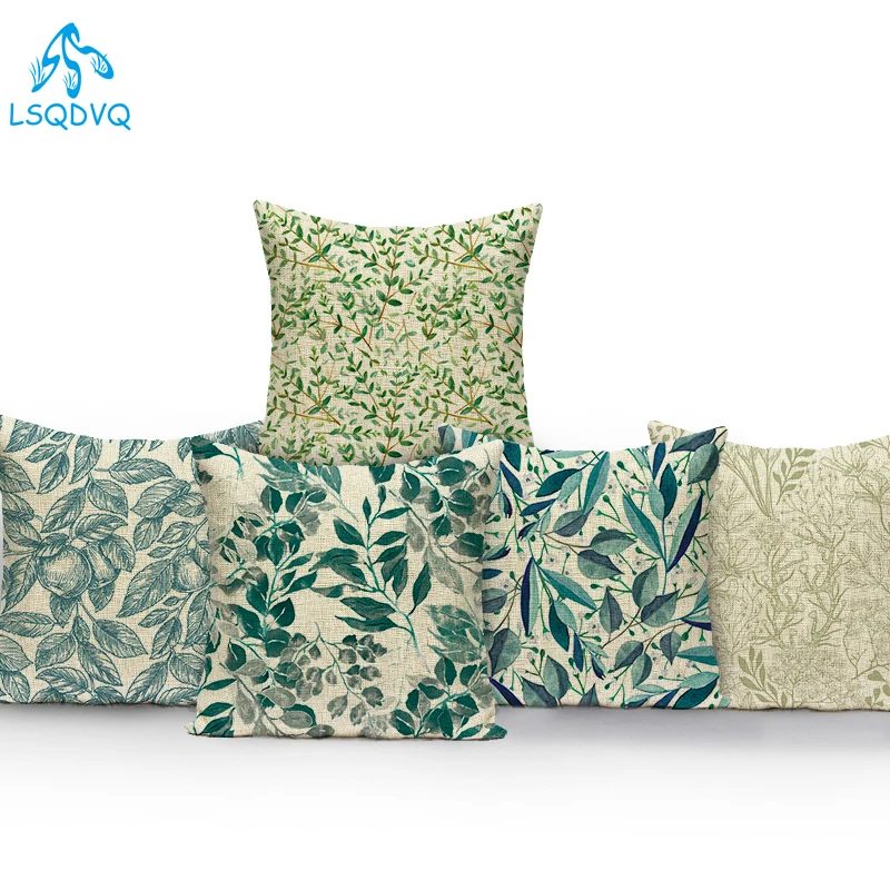 DecorativeThrowPillowCaseGreenPlantLeafLeavesPolyesterPillow