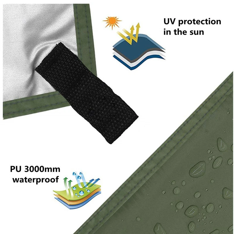 3mx3m Awning Waterproof Tarp Tent Outdoor Camping Sun Shelter Canopy Sunshade Sun Shade Beach Garden Travel Picnic Tourist Tarp
