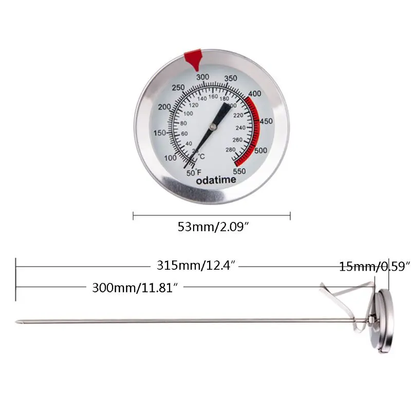 Термометр для чтения скорости кухни, механический термометр из нержавеющей стали, большой циферблат экрана, водонепроницаемый и маслостойкий, высокий