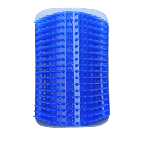 Dark blue Мягкая силиконовая щетка для животных, кошек, угловая Массажная щетка для ухода за домашними животными, принадлежности для уборки кошек, игрушки для кошек, расчески - Цвет: Dark blue