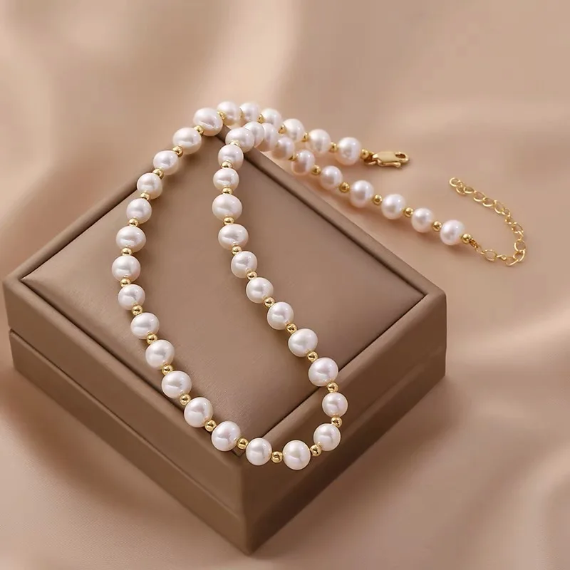 [LLOYD] 韓国☆Natural Freshwater Pearl Bead Necklace Natural freshwater pearls beaded pearls made of high quality