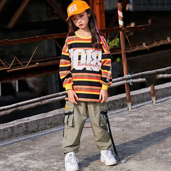 

New Children Hip Hop Costumes Boys Street Dance Clothes Kids Modern Dancing Stage Outfit Girls Jazz Performance Wear DN4499