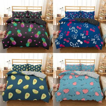 

Homesky Bedding Set Fruit Pattern Duvet Cover Bedding Pineapple Bed Set Printed Bed Linen Adult Kids Bedroom Bed Sets