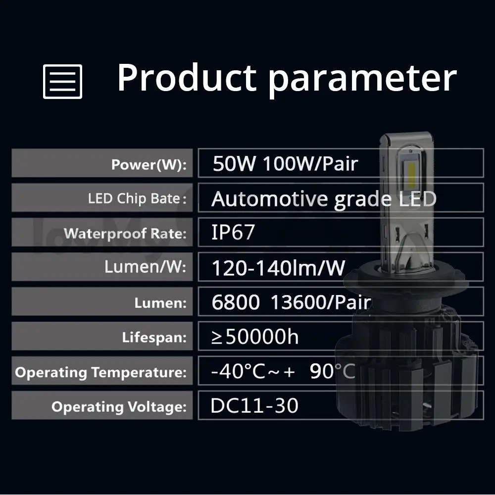 2X H4 H7 9012 5202 H16 H8 100W 13600Lm IP67 авто светодиодные передние Светодиодная лампа дальнего света автомобильных противотуманных фар с возможностью креативного светильник 6000 К автомобильный светильник ing скрытый светильник лампочки