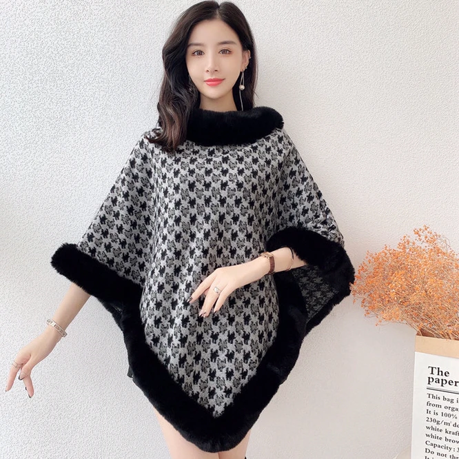 2021 New Fashion Plush Cloak Women's Shawl Autumn Winter Imitation Fur Leopard Print Thickened Warm Girl's Cloak Coat Black 2021 new fashion plush cloak women s shawl autumn winter imitation fur leopard print thickened warm girl s cloak coat khaki