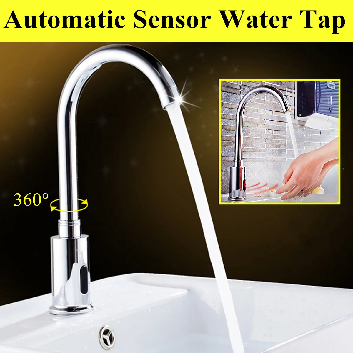 

Xueqin Bathroom Automatic Infrared Sensor Water Tap Basin Sink Hands Free Faucet Single Cold Water Saving Inductive Water Taps