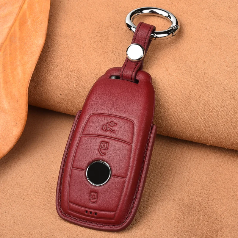 

Handmade Leather Car Key Case Cover Bag Suitable For Mercedes Benz E C Class W205 C200 C180 C260 W213 Car styling Accessories