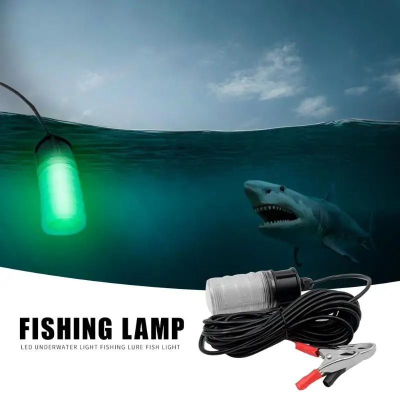 

LED Lamp Fish Finding System Light Waterproof Trap Lamp Underwater Green Light Fishing Attracts Indicator Lights Bait
