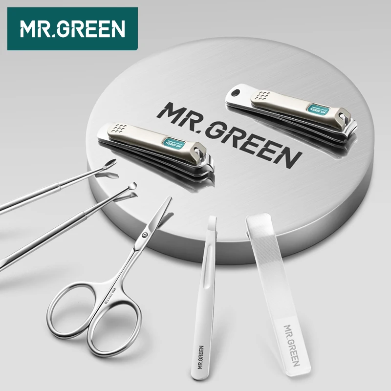 MR.GREEN 손톱깎이 세트, 귀이개, 사선 입 및 코 헤어 가위, 네일 도구