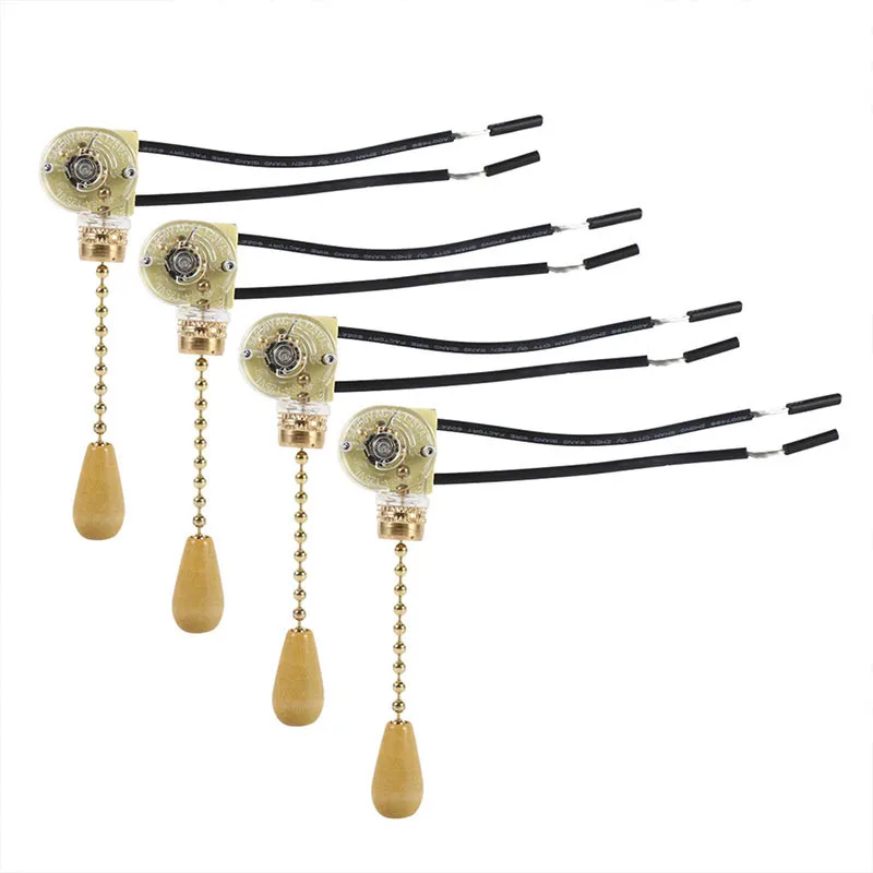 

2Pcs AC125-250V Wall Light Pull Switch Home Ceiling Fan Lamp Universal Pull Chain Cord Switch Set Replacement Tools