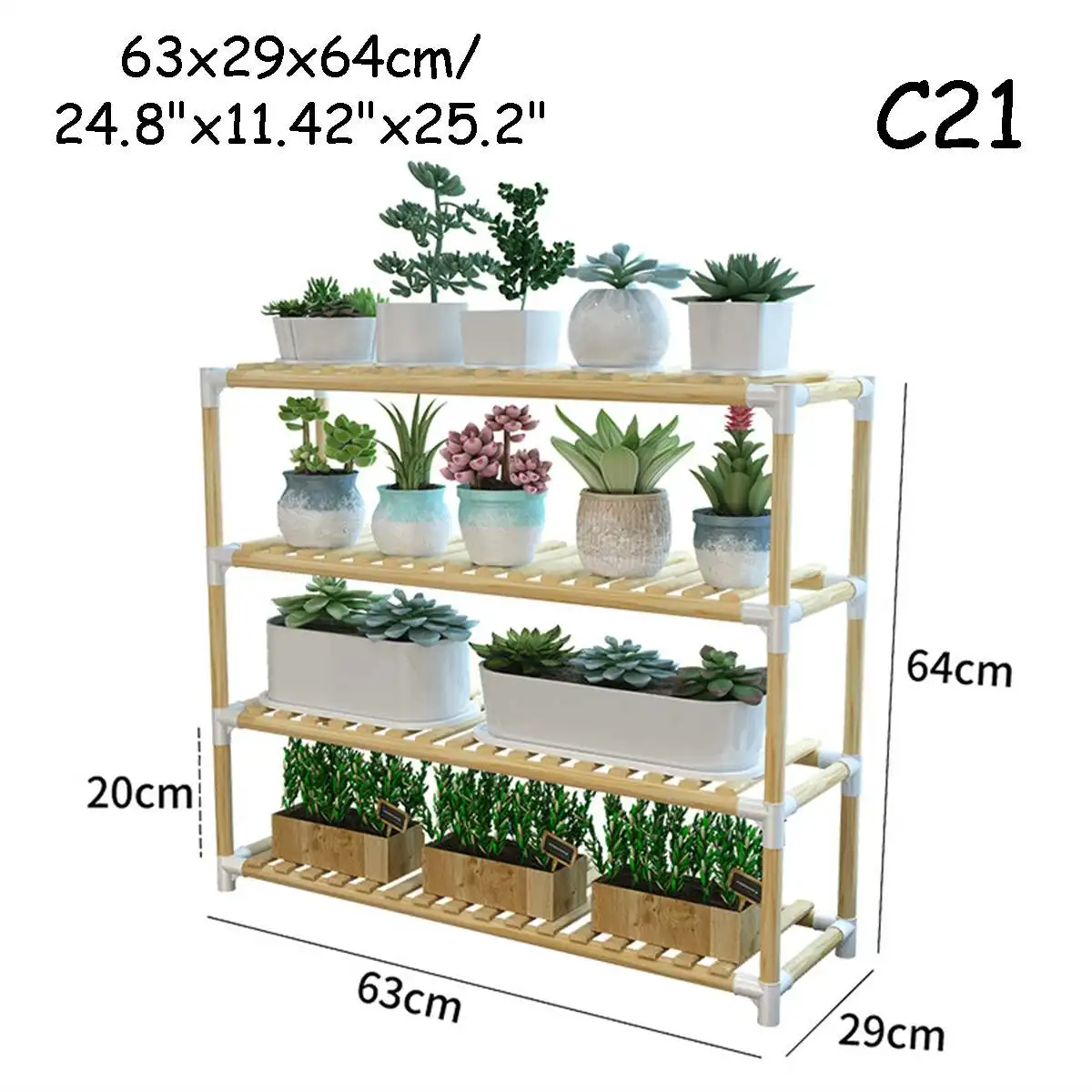 Деревянная Цветочная стойка, подставка для растений, многослойная Цветочная стойка, полки для балкона, Цветочная полка, кофейная стойка для внутреннего сада, деревянная подставка для растений - Цвет: C21