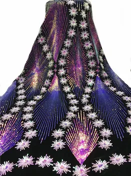 

Luxury Party Velvet Material African Velvet Lace Fabric With Sequins For Lady Dress JVZ1(5Yards/Lot)