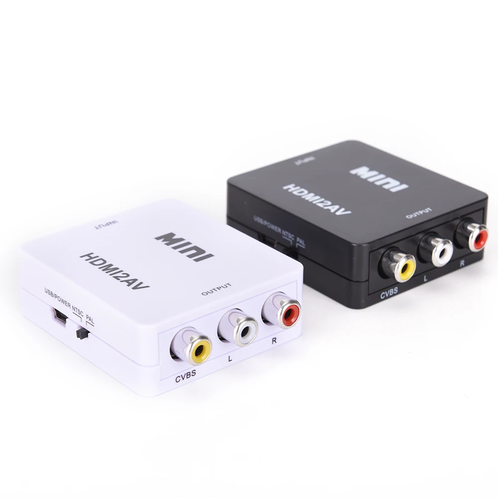 HDMI-совместимый с RCA AV/CVBS адаптер HD 1080P Mini HDMI2AV видео конвертер коробка для ПК/PS3/VCR/DVD