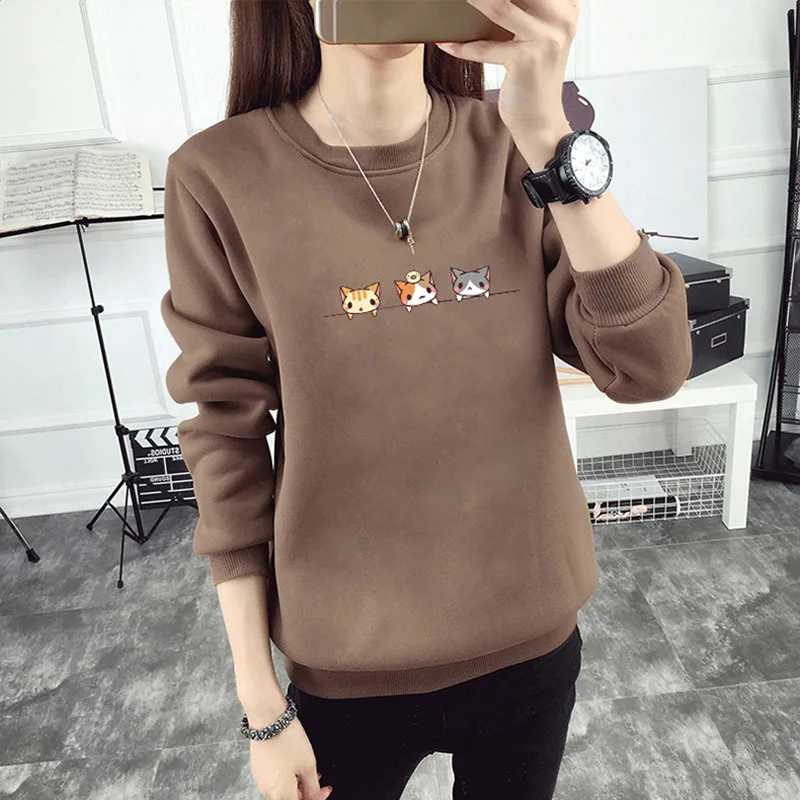 E4 Модные худи и свитшоты для женщин, новинка, свободная толстовка с принтом Kawaii, плюс бархат, для женщин, s, для женщин, плюс размер, 5XL - Цвет: E4