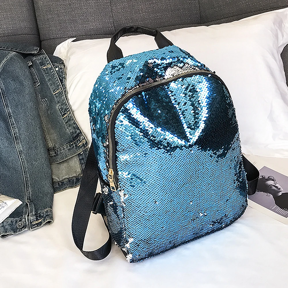 Рюкзак с пайетками Damen Leder Schulter Schule Schultertasche Handtasche Reisen
