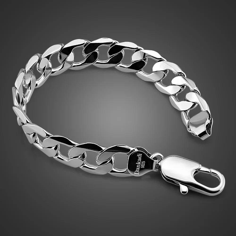 Мужской браслет в стиле хип-хоп, панк, панцирная кубинская цепочка, мужские s Wo мужские s браслеты, браслет серебряного цвета, не выцветает, 12 мм, от 8 до 9 дюймов